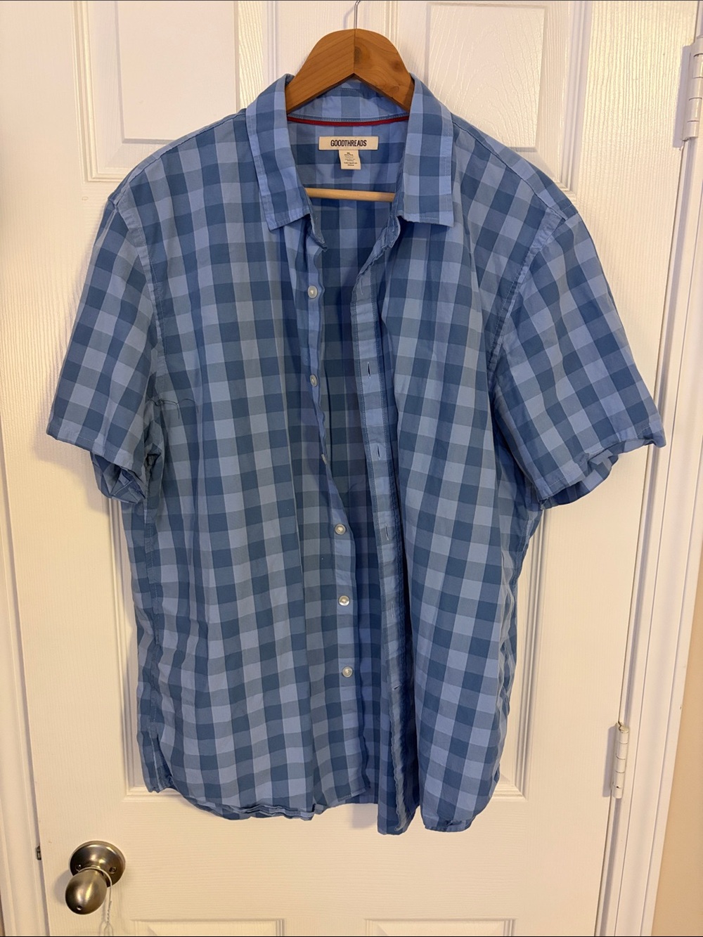 Goodthreads Blue Gingham Short-Sleeve Button-Down Shirt
